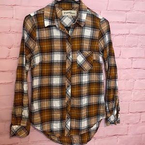 Plaid flannel button up Brown